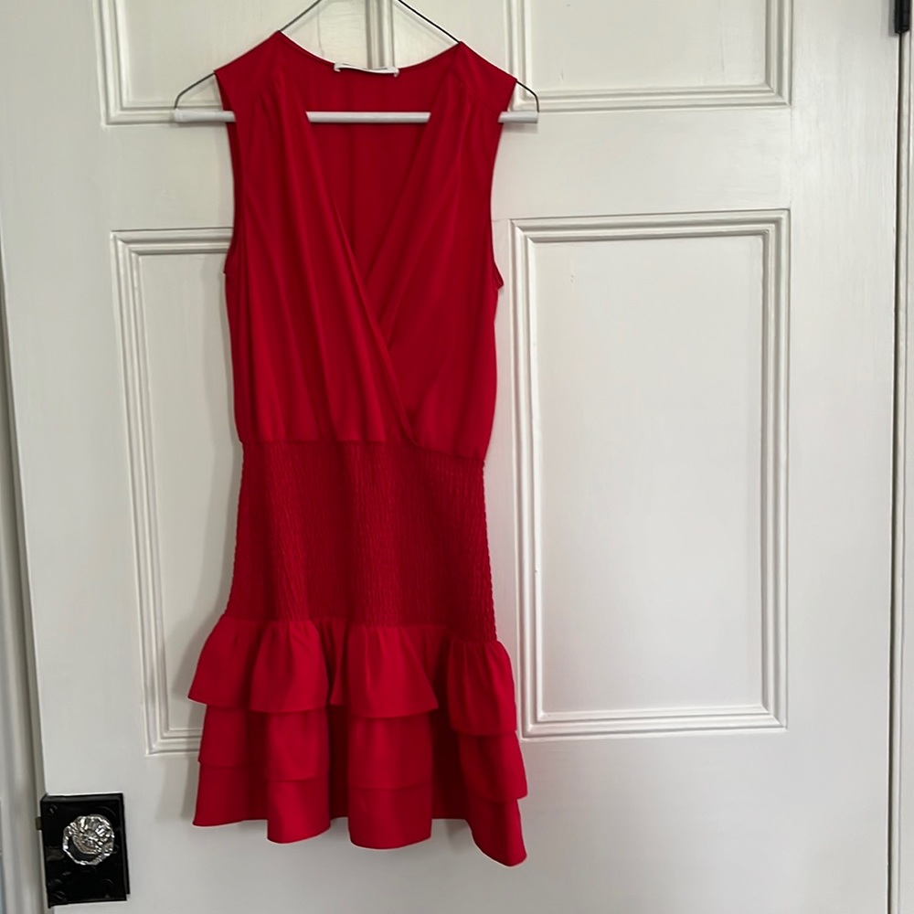 Amanda Uprichard Chantal Dress Red Smocked Dress Small/Medium